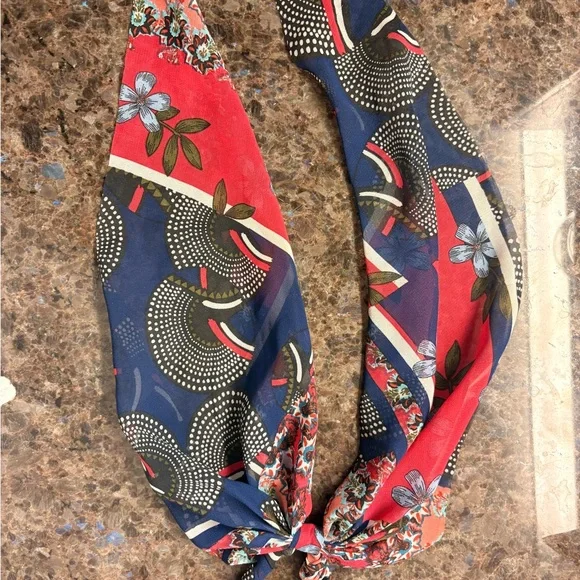 Anthropologie Floral Patterned Hair Scarf Ribbon Bow - Picture 4 of 4